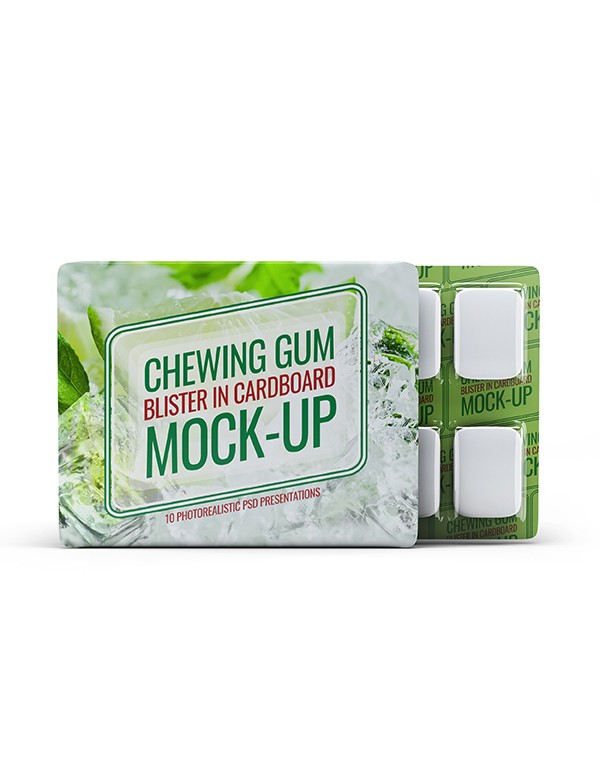 Chewing Gum blister cardboard mockup