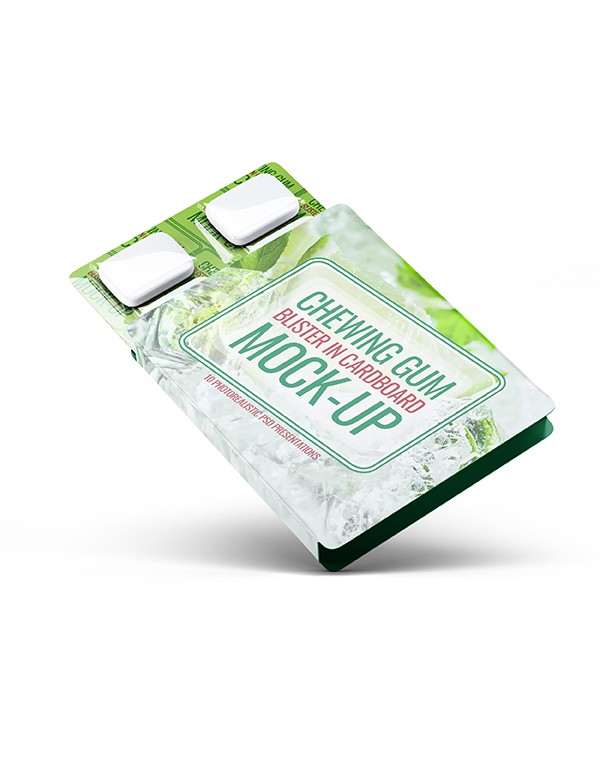 Chewing Gum blister cardboard mockup