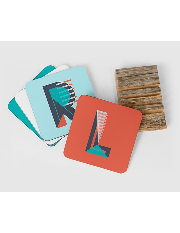 Square Coaster with rounded corner  Mockup