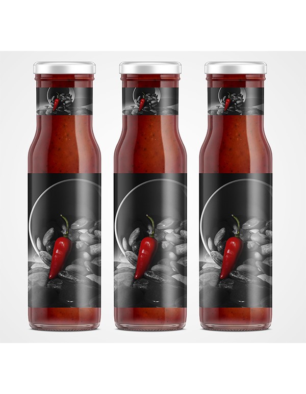 Red Chilli Sauce Bottle Mockup