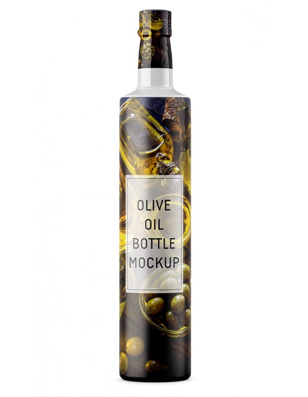 Glossy Olive Bottle Mockup