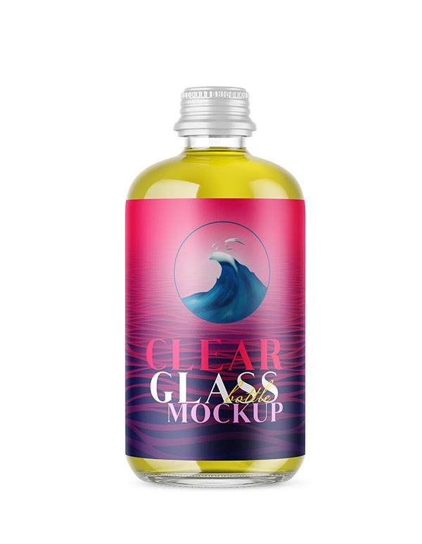 Clear Glass Bottle Mockup 02