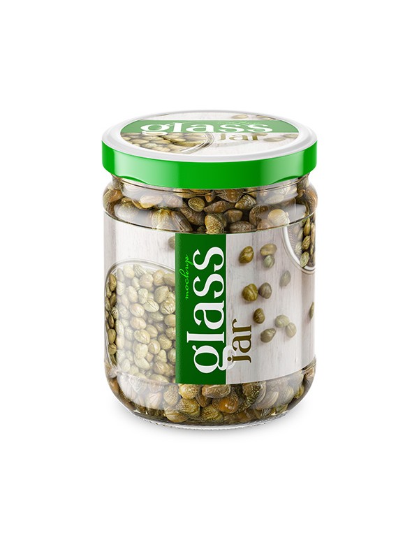 Glass Jar with Capers Mockup