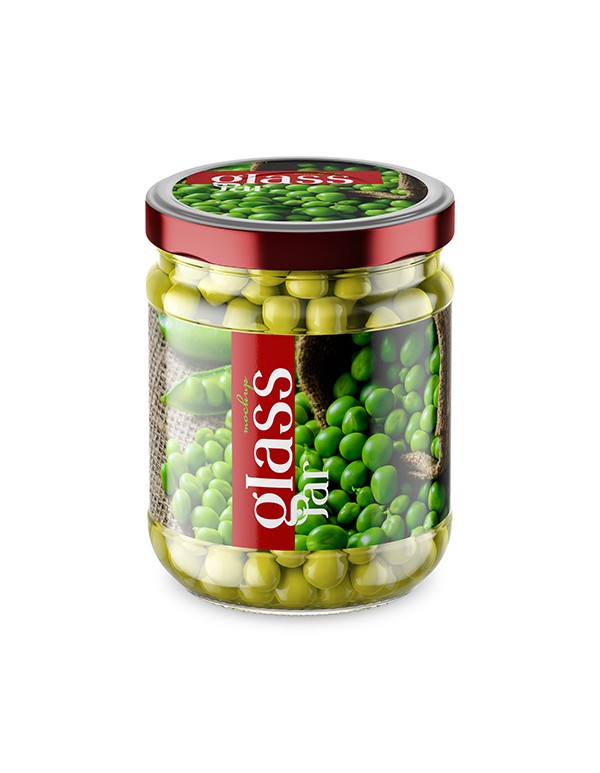 Glass Jar with Green Pees Mockup