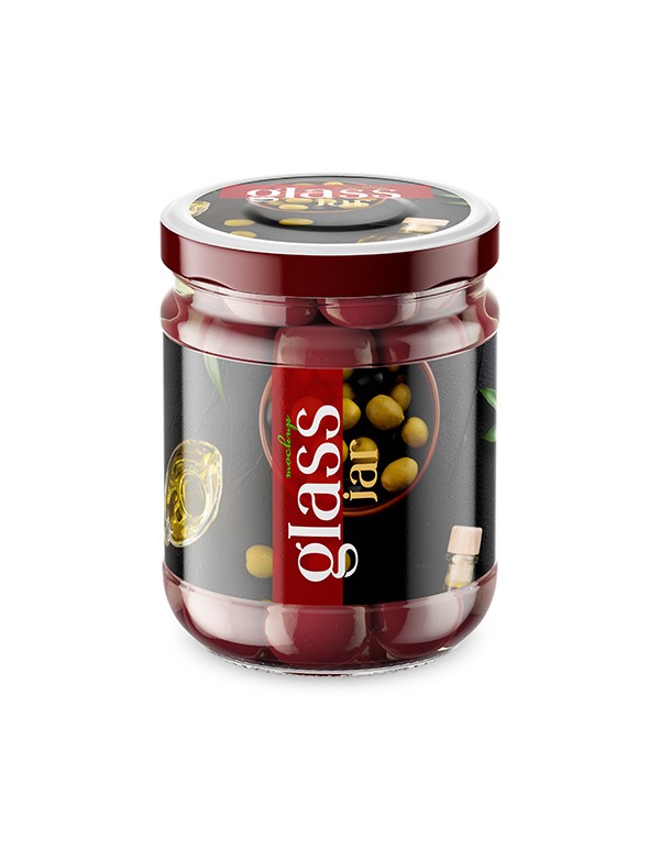 Glass Jar with Kalmata Olives Mockup