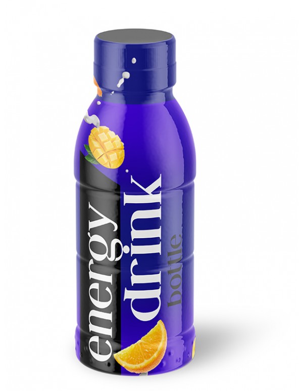 Energy Drink Bottle Mockup with Shrink Sleeves 02